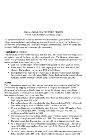 2005 ANNUAL SILVERSWORD CENSUS Starr Environmental