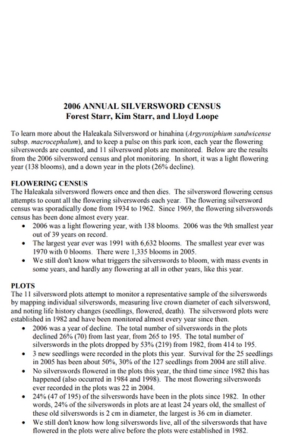 2006 ANNUAL SILVERSWORD CENSUS Starr Environmental
