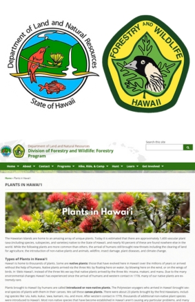 Plants in Hawaiʻi Department of Forestry and Wildlife