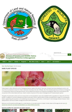 Rare Plant Species Department of Forestry and Wildlife