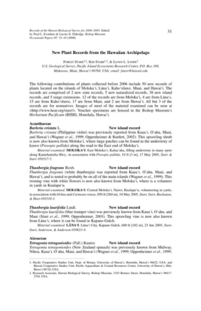 Starr Environmental - 2006 New Plant Records from the Hawaiian Archipelago (Bishop Mus. Occas. Pap. 87)